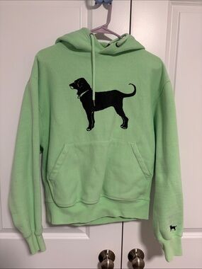 The Black Dog Mint Green Hoodie with Black Dog Graphic